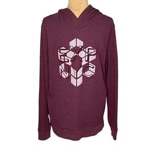 Men's Express Maroon Hoodie Long Sleeve Shirt Size Large Thermal Waffle